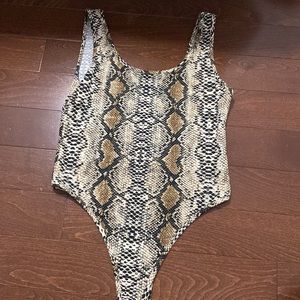 snake print silk bodysuit